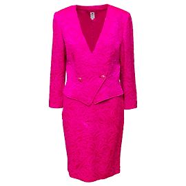 Conjunto Emanuel Ungaro Chaqueta y Falda Jacquard Floral Rosa