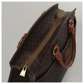 Céline Borsa a mano in tela Macadam CELINE in pelle PVC marrone oro Auth yk16623