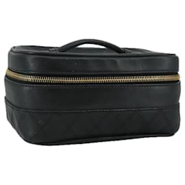 CHANEL Borsa a Mano Vanity Bicolore in Pelle Nera Oro CC Auth 108585