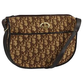 Borsa a spalla in tela Trotter Christian Dior marrone Auth 108645