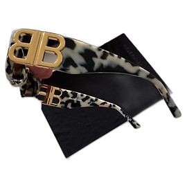 Óculos de sol Balenciaga Dynasty retangulares pretos brancos dourados