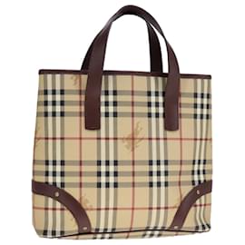 Borsa Tote Burberry Nova Check in pelle PVC beige Auth 107619