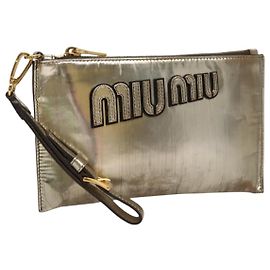 Borsa Clutch Miu Miu Smalto Oro Auth 107847