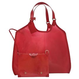 LOUIS VUITTON Epi Plage Via Borsa a Mano Vinile Rosso Grenadine M92152 LV Auth bs20812