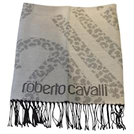 Sciarpa Roberto Cavalli con Logo in Acrilico Grigia