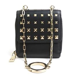 Porte-monnaie en cuir noir Valentino Garavani