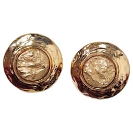 Boucles d'oreilles rondes dorées Yves Saint Laurent