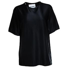 Top nero lucido a maniche corte Jil Sander
