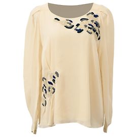 Blusa de manga larga bordada Vanessa Bruno en seda crema