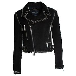 Philipp Plein Wildleder-Bikerjacke mit Kette