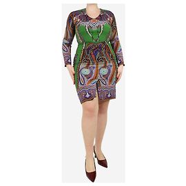 Etro Abito midi in seta verde stampata - taglia UK 12