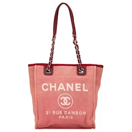 Borsa Deauville mini rossa in fibre miste di Chanel