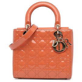 Dior Orange Mittel Patent Cannage Lady Dior