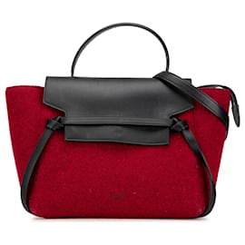 Celine Rote Mini Filz- und Kalbsleder-Gürteltasche - Céline