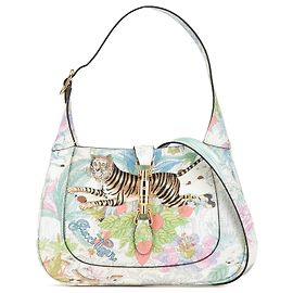 Gucci Bianco Yuko Higuchi Piccola Pelle di Vitello Stampa Floreale Jackie 1961