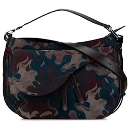 Borsa a sella morbida in denim camouflage Dior Brown Peter Doig