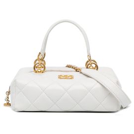 Borsa Chanel White Métiers d'Art CC in pelle di agnello trapuntata con manico superiore