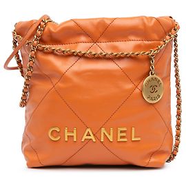 Borsa Chanel Arancione Mini in Pelle di Vitello Lucida 22