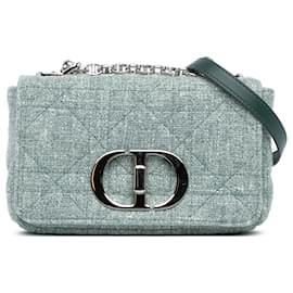 Borsa Caro Macrocannage in tweed verde piccolo di Dior