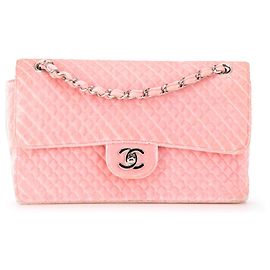 Chanel Rosa Mittel Mikrofaser Geknöpft CC Flap