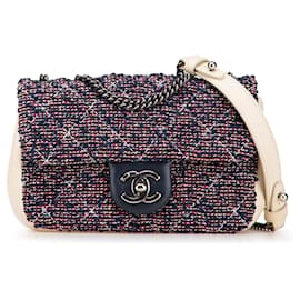 Chanel Blue Mini Rectangular Tweed Single Flap
