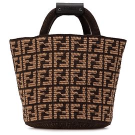 Borsa shopping in cashmere Zucca marrone Fendi