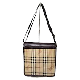 Borsa a tracolla Burberry Haymarket Check marrone/beige