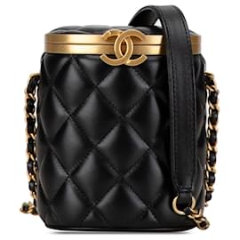 Chanel Black Mini Quilted Lambskin Crown Box Tasche