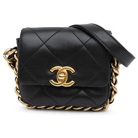 Chanel Mini Nero in Pelle Trapuntata con Catena di Cornice