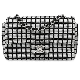 Chanel White Mini Rectangular Classic Ribbon Tweed Single Flap