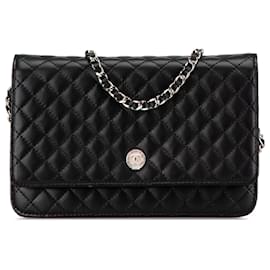 Chanel Schwarzes CC Microquilted Lambskin Wallet On Chain