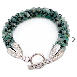 Autre Marque Bracciale in smeraldo sfaccettato con chiusura a bastone