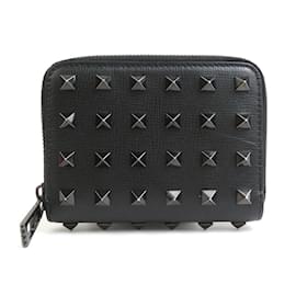 Porte-monnaie en cuir noir Valentino Garavani