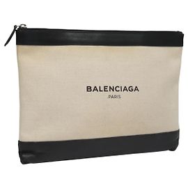 Borsa a mano BALENCIAGA in tela nera e bianca 420407 Auth bs21562