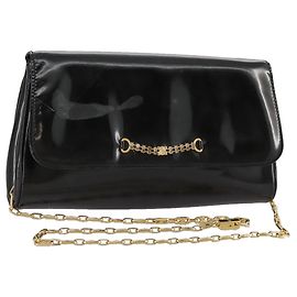 Céline Borsa a spalla CELINE in pelle verniciata nera Auth 108958