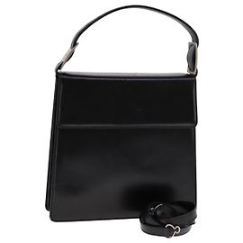 Borsa a mano in pelle Salvatore Ferragamo 2 vie nera Auth bs21557