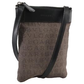 Bulgari Borsa a Spalla BVLGARI in Tela Marrone Auth bs21453