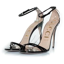 Sandali in cristallo verniciato Gucci neri