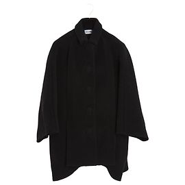 Balenciaga 2018 Cappotto FR32 Nero Lana Collo Doppio cappotto oversized UK4 US2