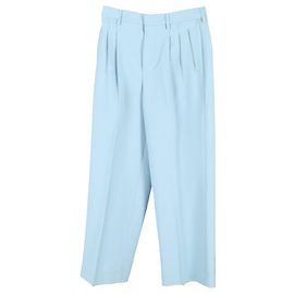 Pantaloni plissettati AMI Paris in lana azzurra