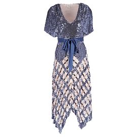 Abito midi con paillettes Akiko con cintura di Temperley London in nylon blu