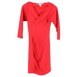 Diane von Furstenberg V-Ausschnitt Etuikleid aus roter Viskose