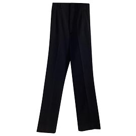 Saint Laurent Hochbundige Weite Hose aus schwarzer Wolle