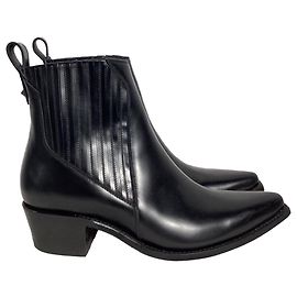 Botas de vaquero de tobillo Valentino Garavani Ranch en cuero de ternera negro