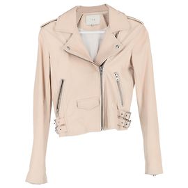 Chaqueta de motorista con cremallera Iro Newhan en cuero rosa