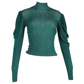 Autre Marque Maglione a collo alto con maniche a sbuffo Caroline Constas in viscosa verde