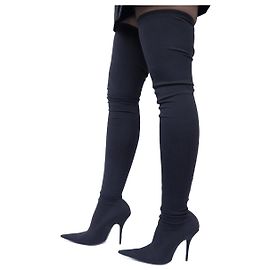 BOTAS KNIFE BALENCIAGA 39 EN SATÉN NEGRO + CAJA ZAPATOS NEGROS