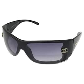 Chanel Sonnenbrille mit silbernem CC-Logo in Schwarz-Purpur getönt 8047
