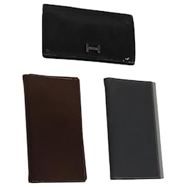 HERMES Couverture de Planificateur Journal Cuir 3Set Noir Marron Gris Auth bs21520 - Hermès