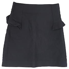 Falda mini A-line de lana negra con volantes Sandro Paris